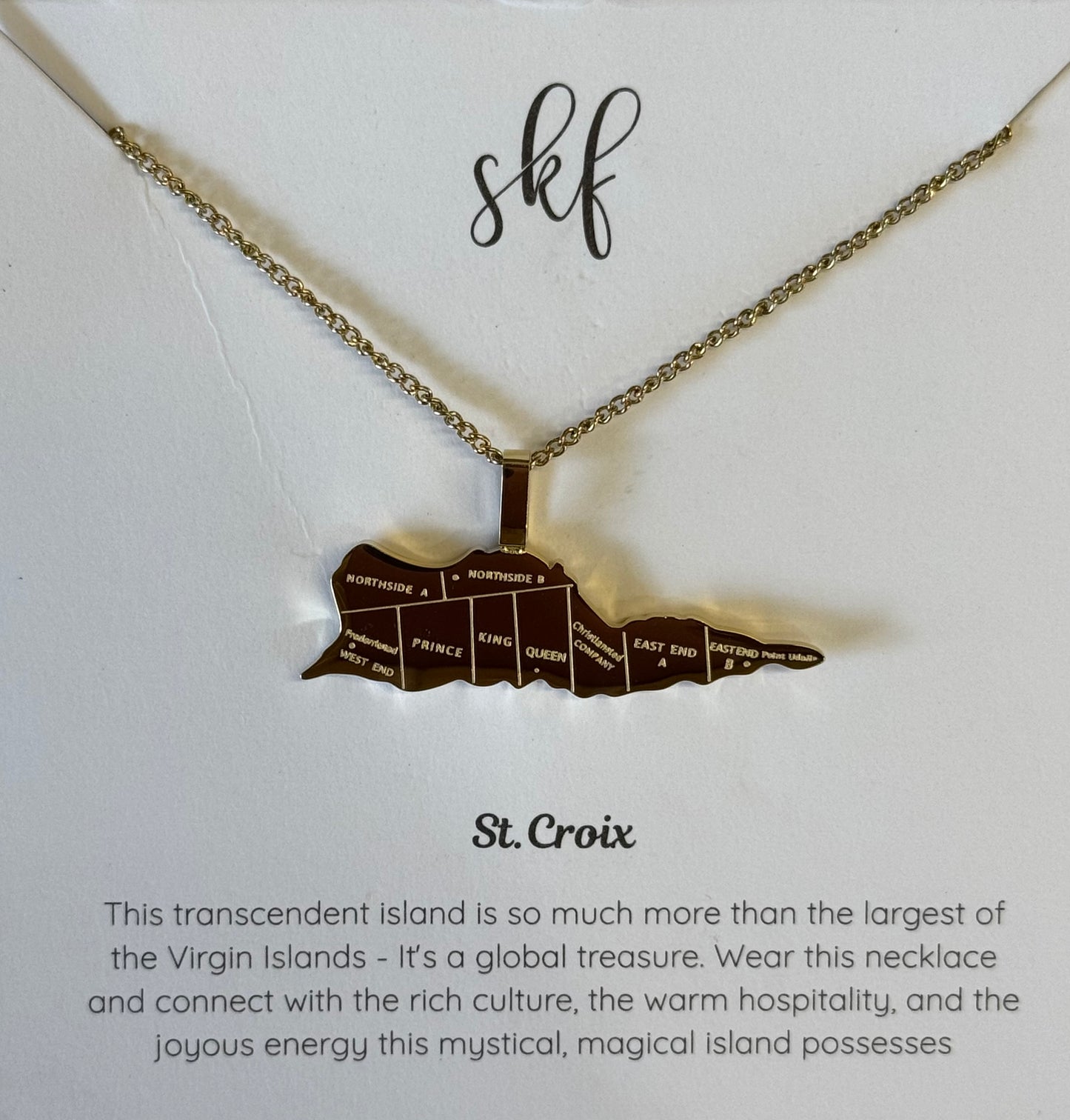 Stainless steel Saint Croix chain and pendant set.