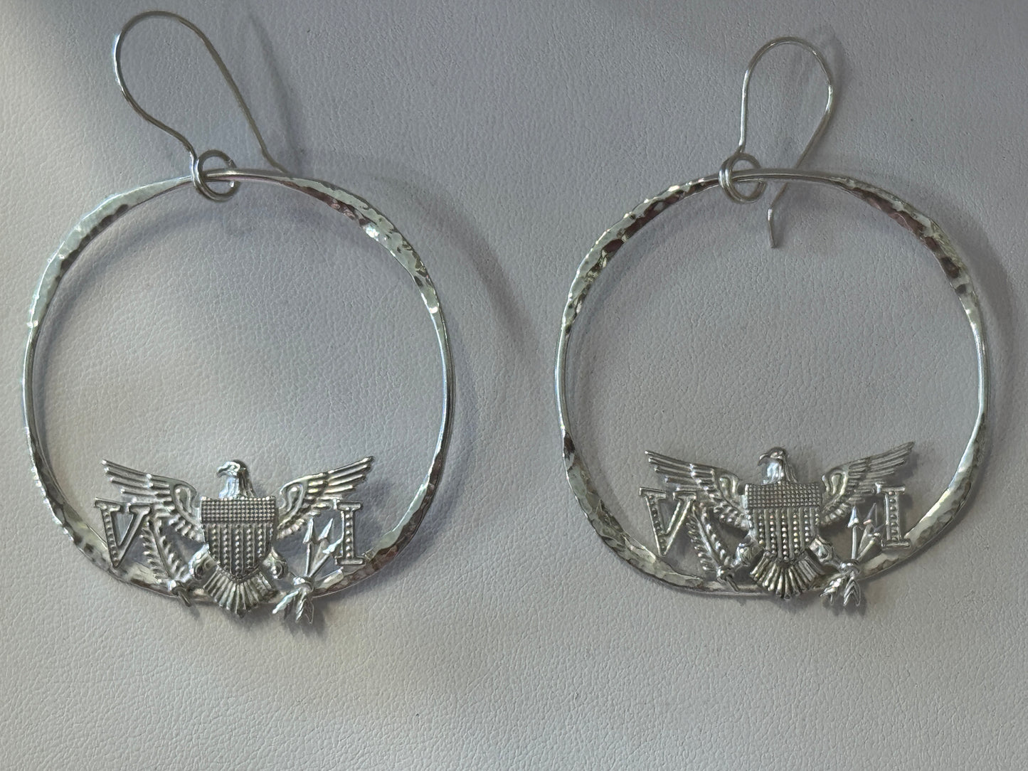 Hand crafted VI flag hoop earrings 2 inches in diameter.