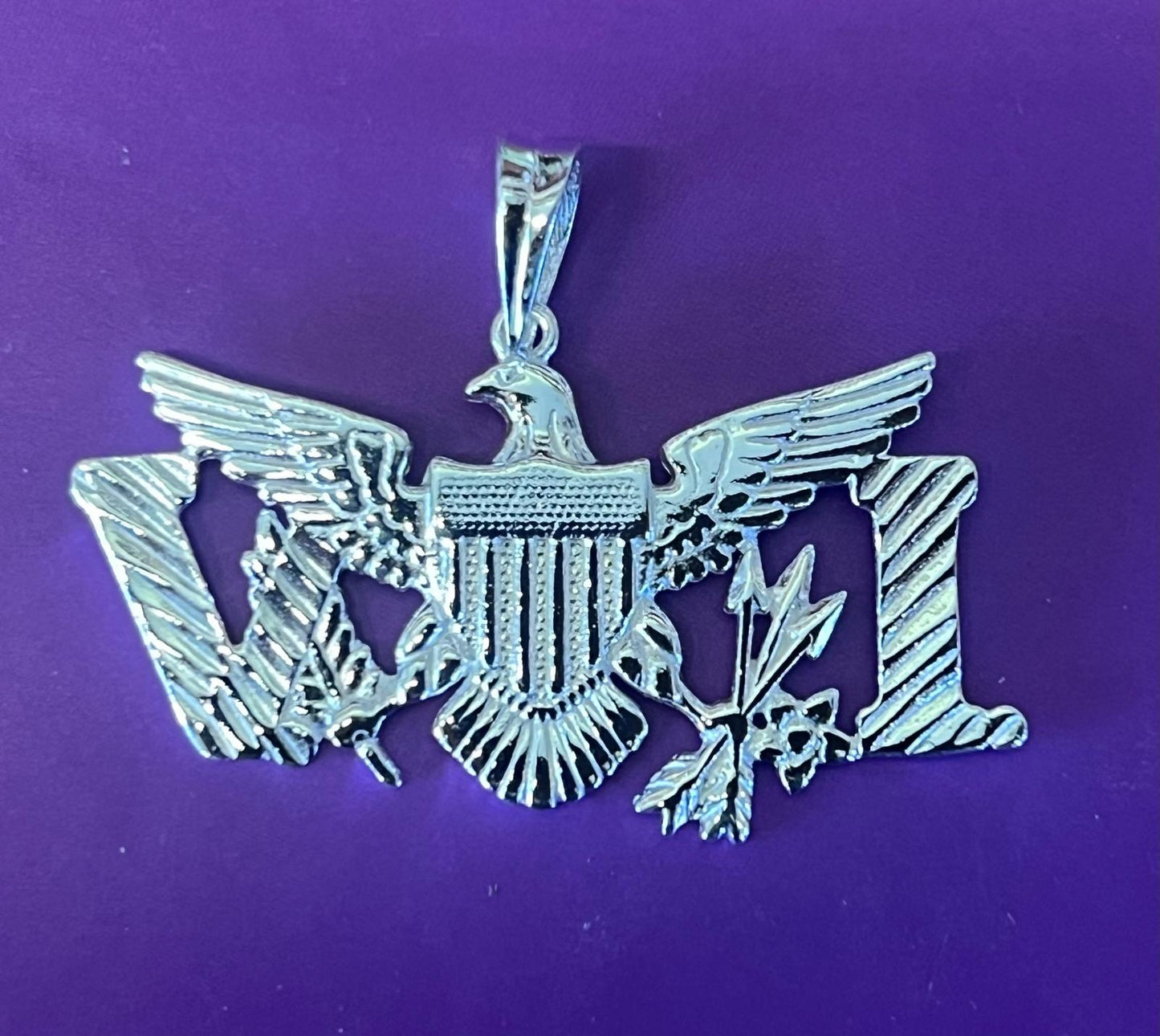 925 Sterling silver V.I.eagle pendant 2 inches wide