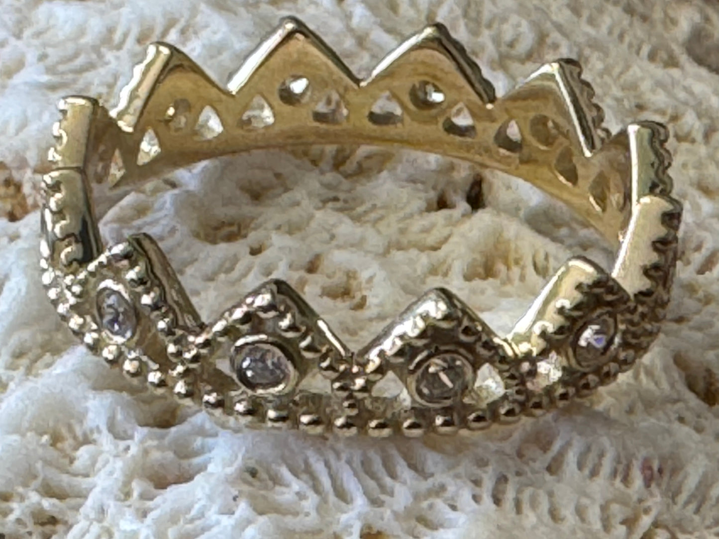 Solid 14k gold crown ring.