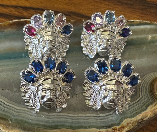 Sterling silver Indian head earrings.