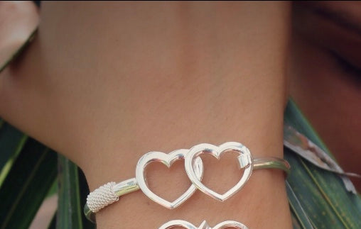 Double hearts Sterling silver bracelet.