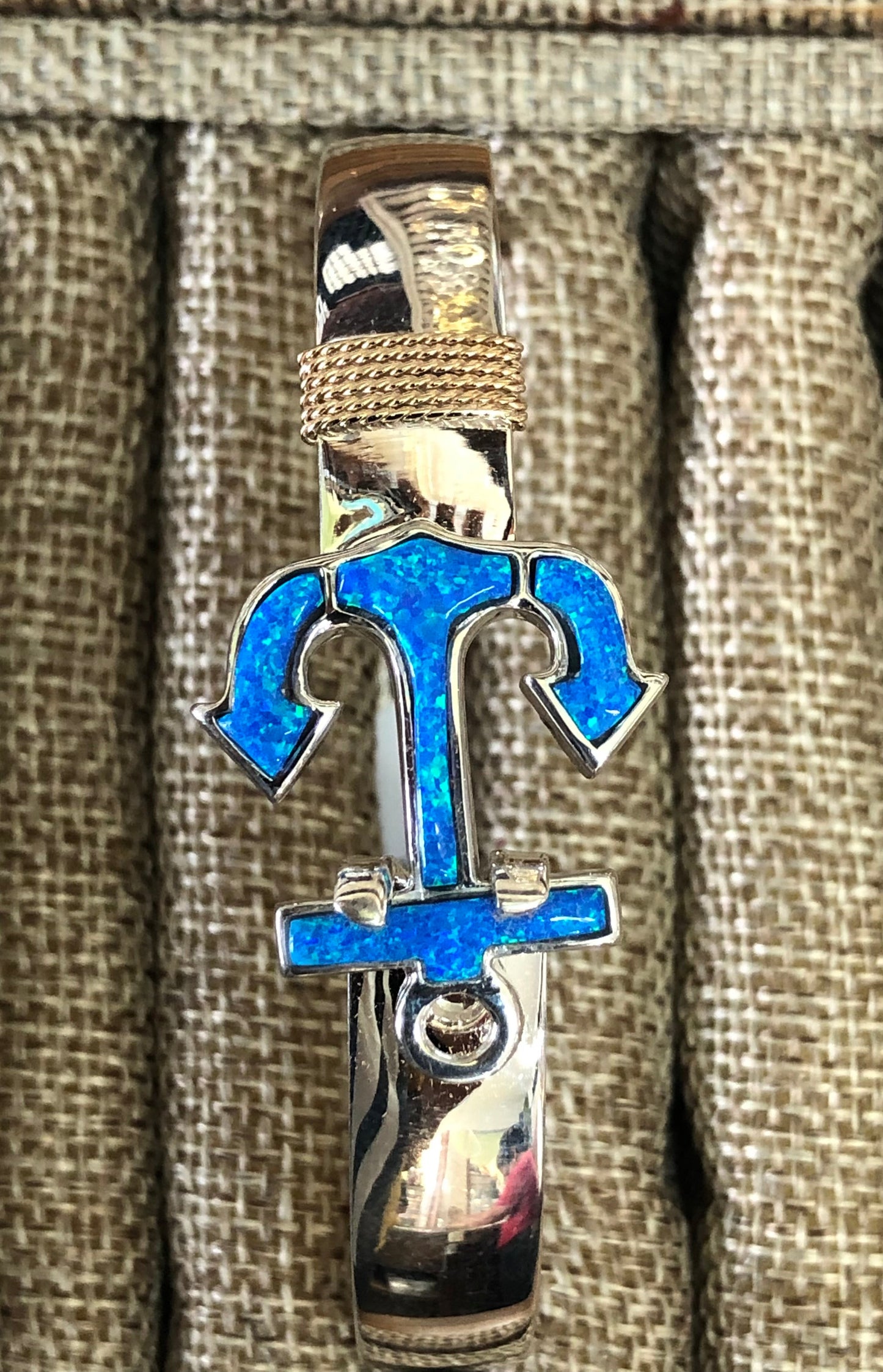 14 k gold wrapped sterling silver Anchor opal bracelet.