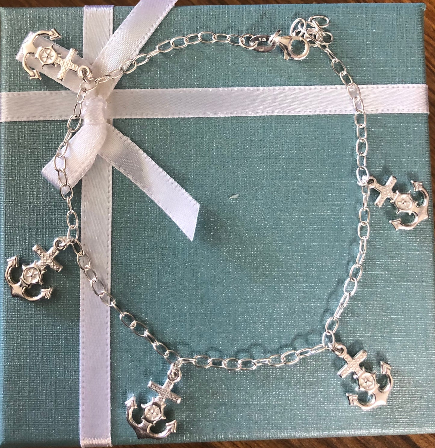 Anchor sterling silver adjustable anklet.