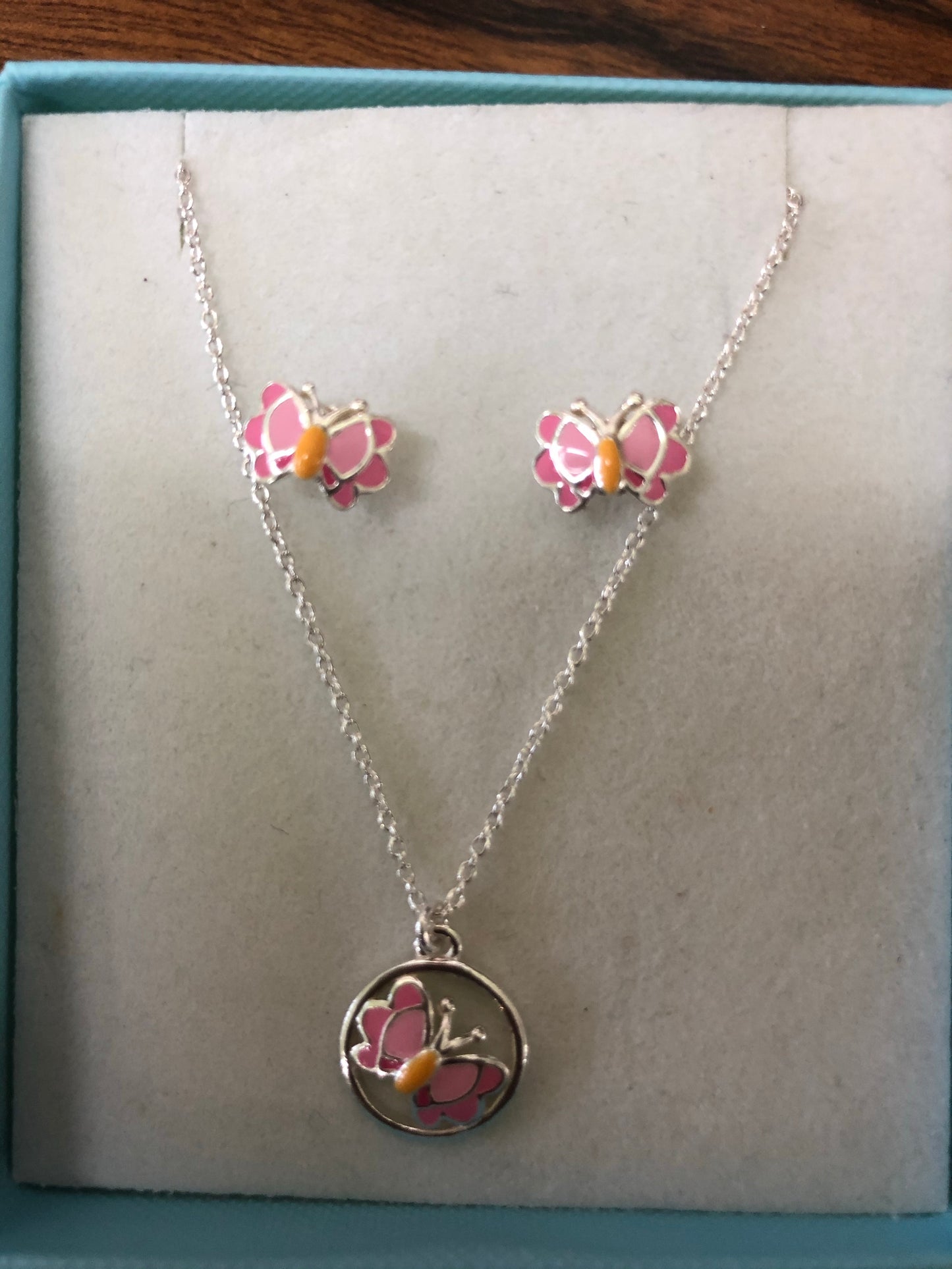 Sterling silver 925 little girl’s butterfly set.