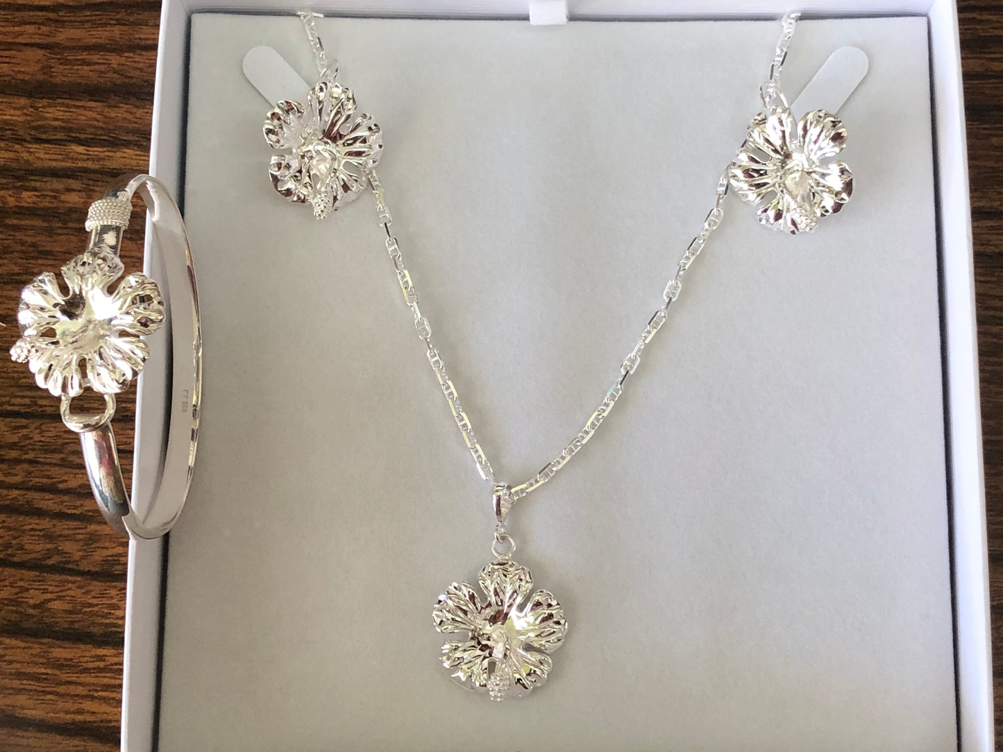 925 Sterling silver medium hibiscus flowers collection