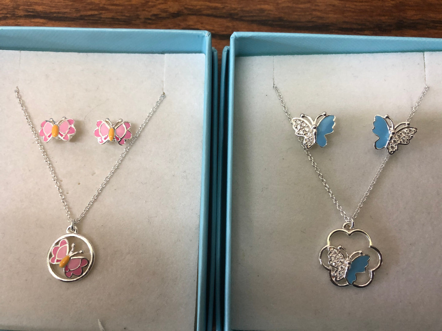 Sterling silver 925 little girl’s butterfly set.
