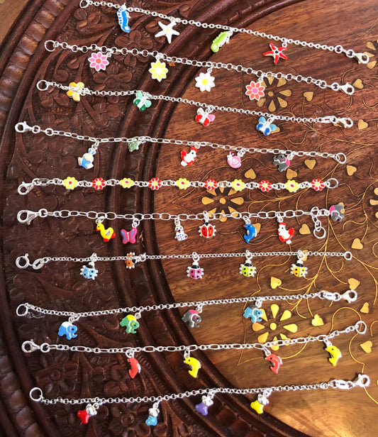 Sterling silver(925) charms girl’s bracelet.