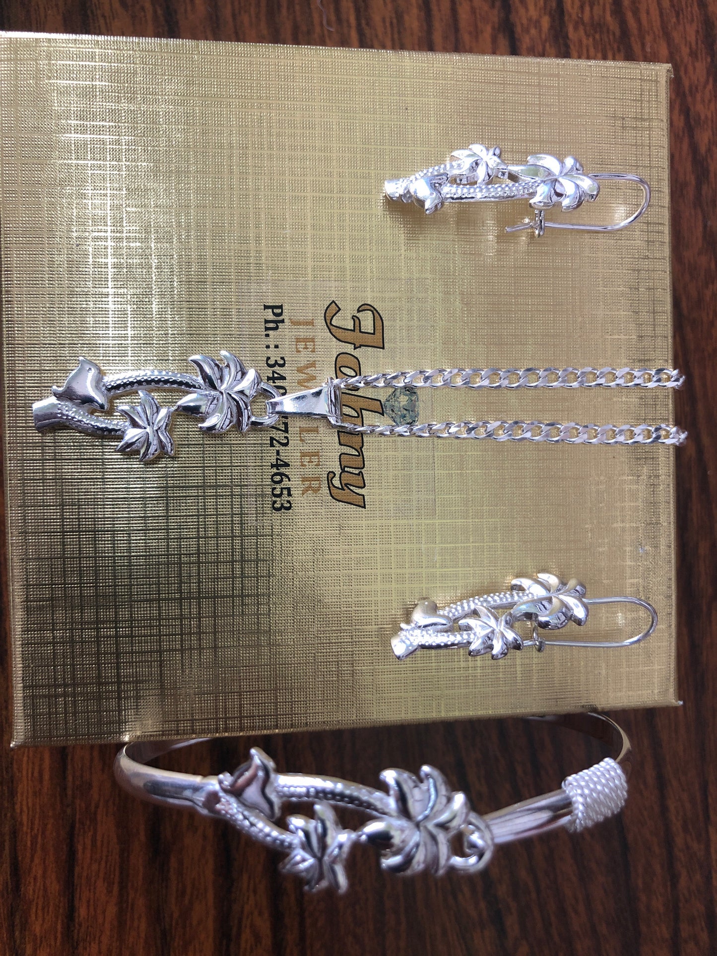 Sterling silver (925) palms tree set.