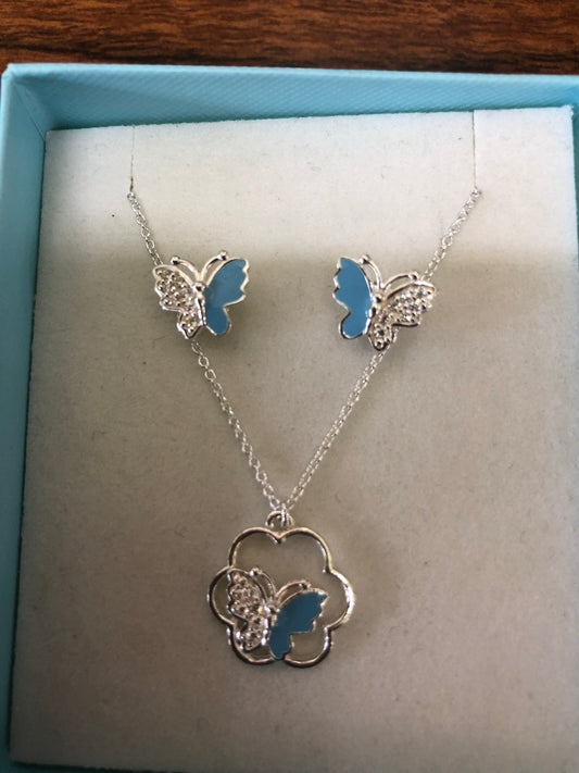 Sterling silver 925 little girl’s  butterfly set.