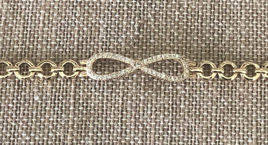 Infinity gold plated hand chain 7 1/2 inches