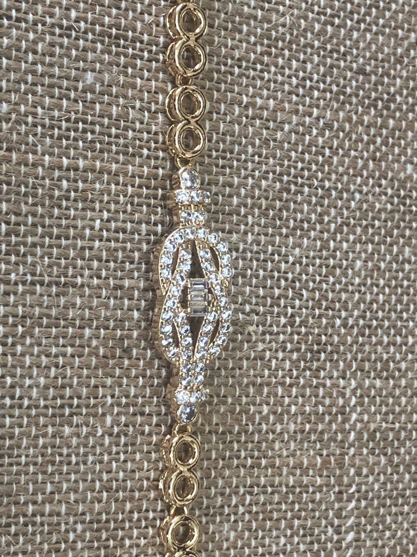 Square Knot gold plated hand chain 7 1/2 inches