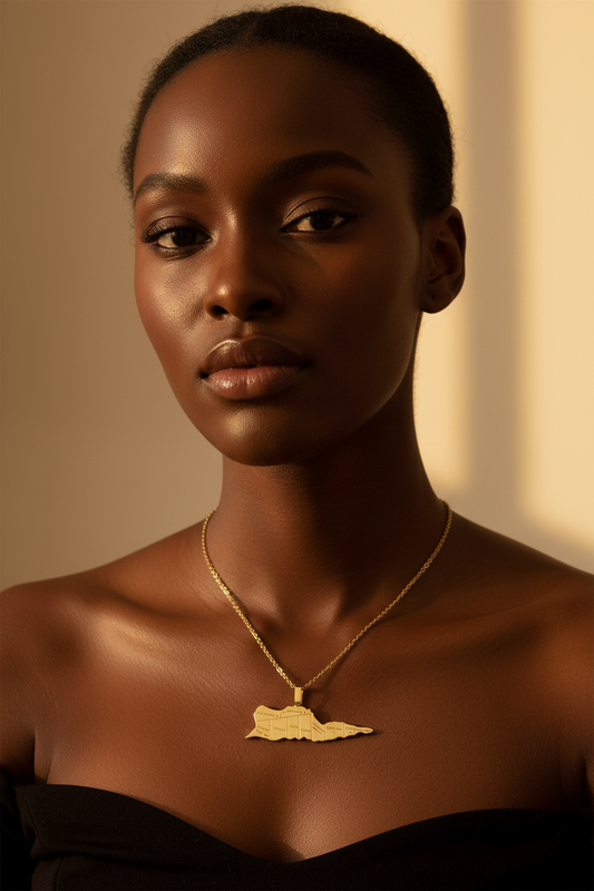 Stainless steel Saint Croix chain and pendant set.