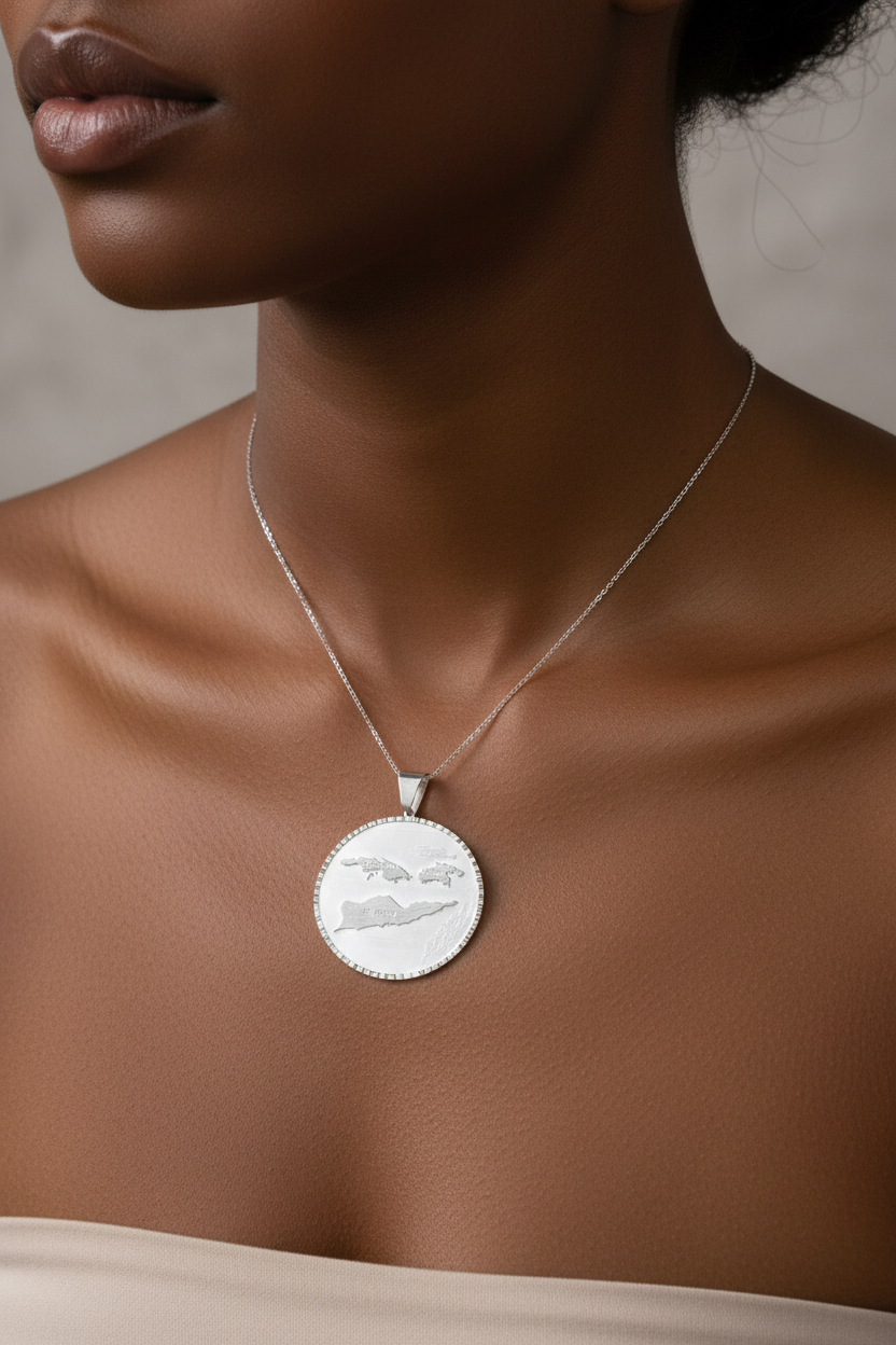 Sterling silver Three Islands pendant.
