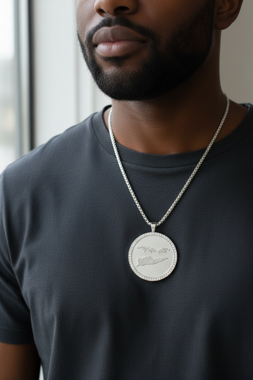 Sterling silver Three Islands pendant.