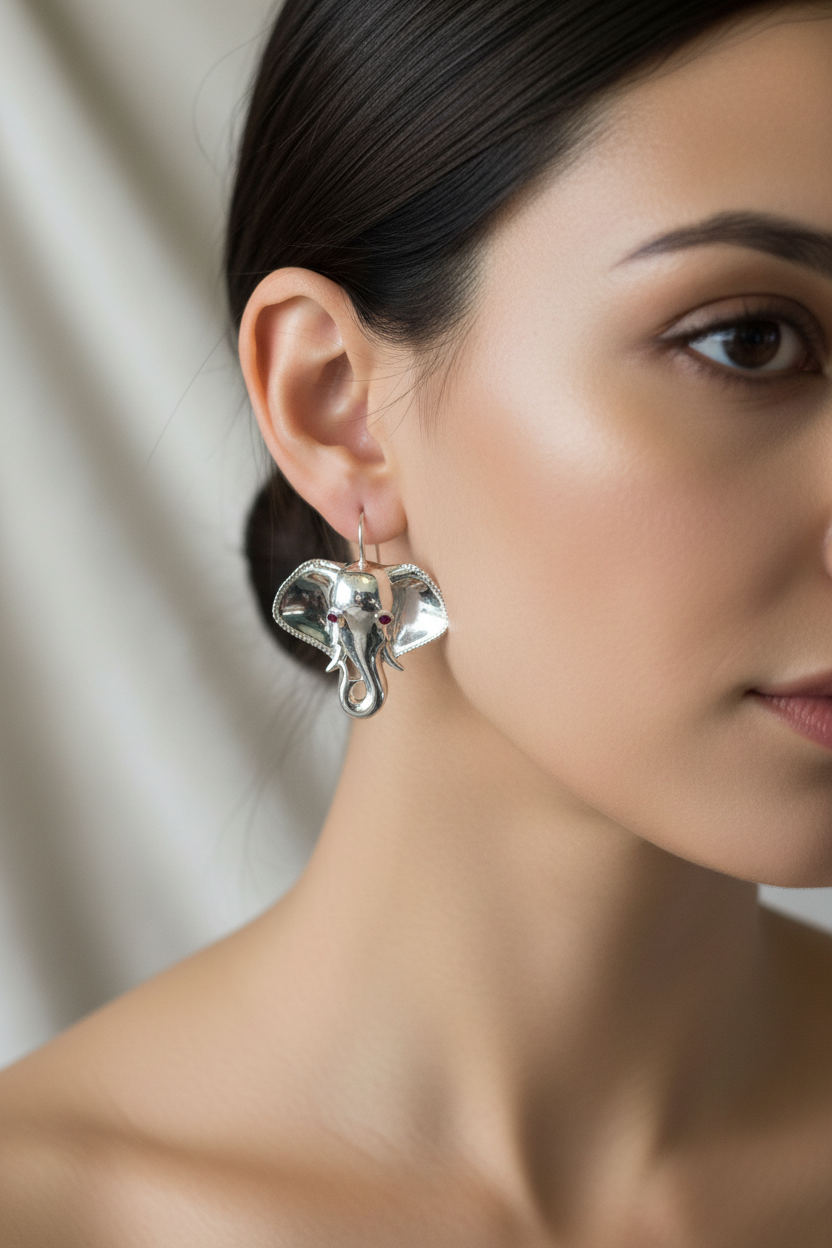 Sterling silver elephant earrings.