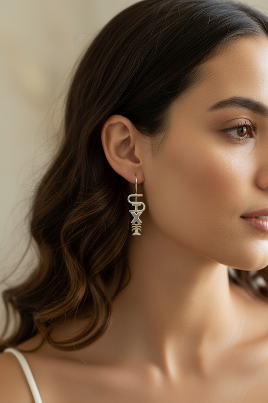 Sterling silver STX earrings
