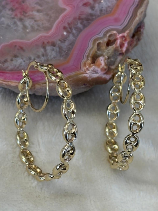 14 k gold hoop earrings