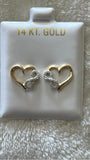 Solid 14 k gold heart with infinity earrings.