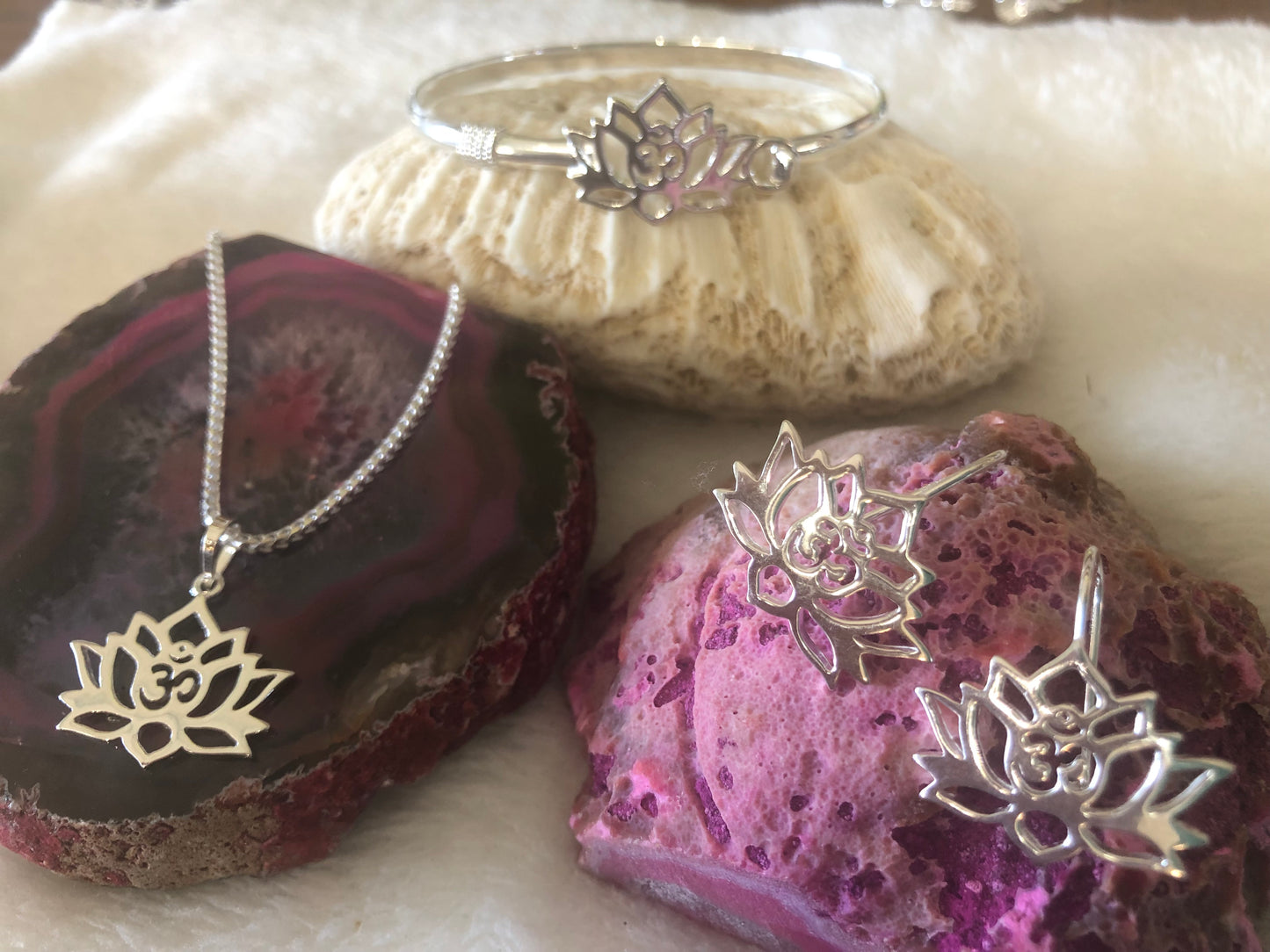 Sterling silver Lotus flower set.