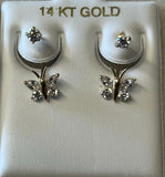 14 k gold butterfly screw back earrings.
