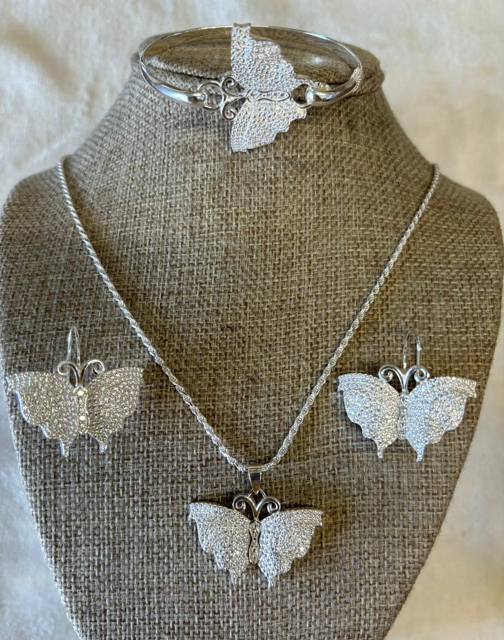 Sterling silver butterfly set.