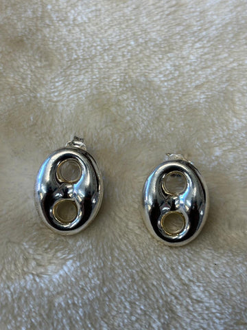 Sterling silver studs puff link earrings.