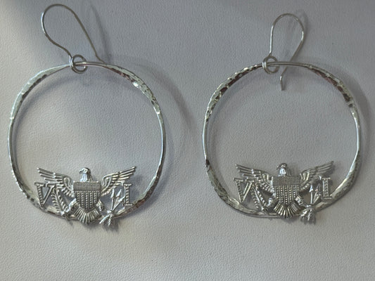 Hand crafted VI flag hoop earrings 2 inches in diameter.