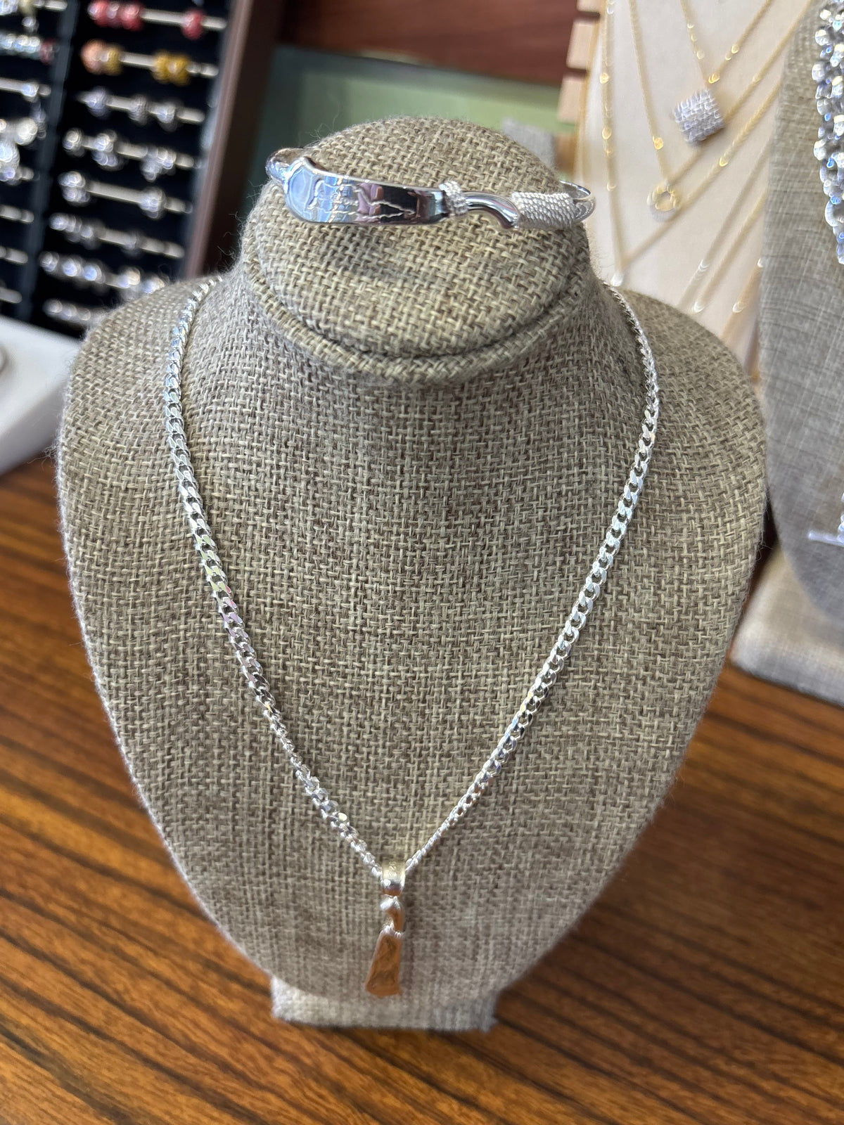 Sterling silver chain pendant and bracelet Kid’s set.