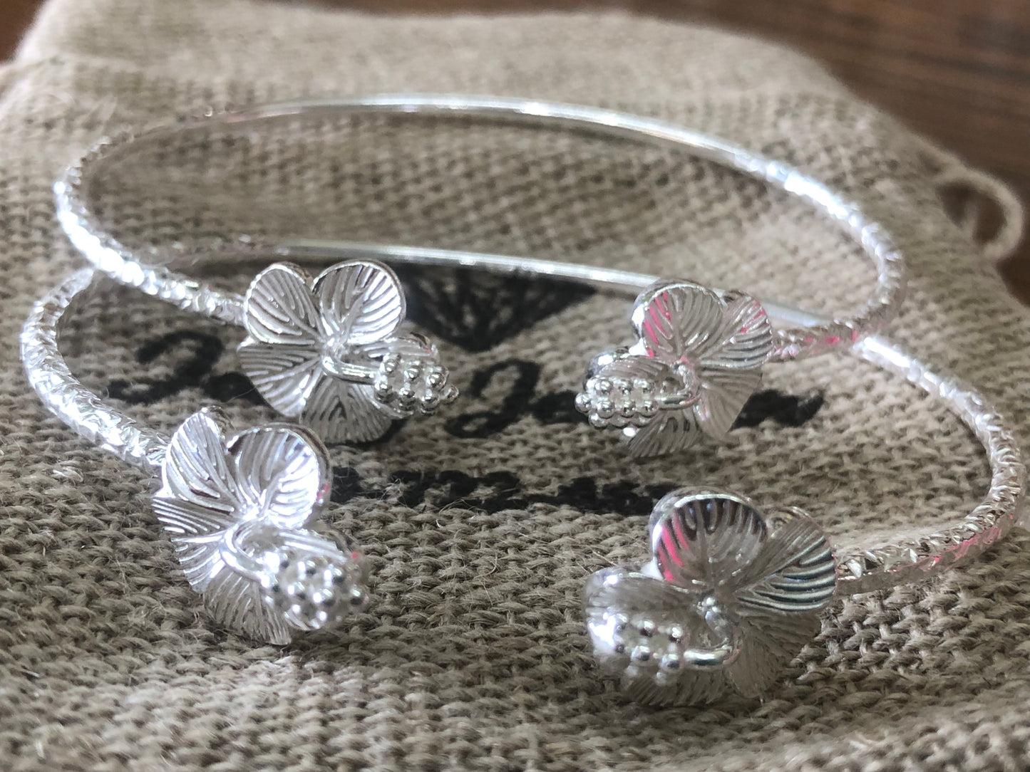 2 sterling silver Hibiscus 🌺 adult bracelets.