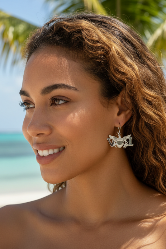 Sterling silver VI Flag earrings.