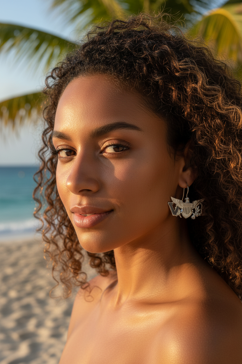 Sterling silver VI Flag earrings.