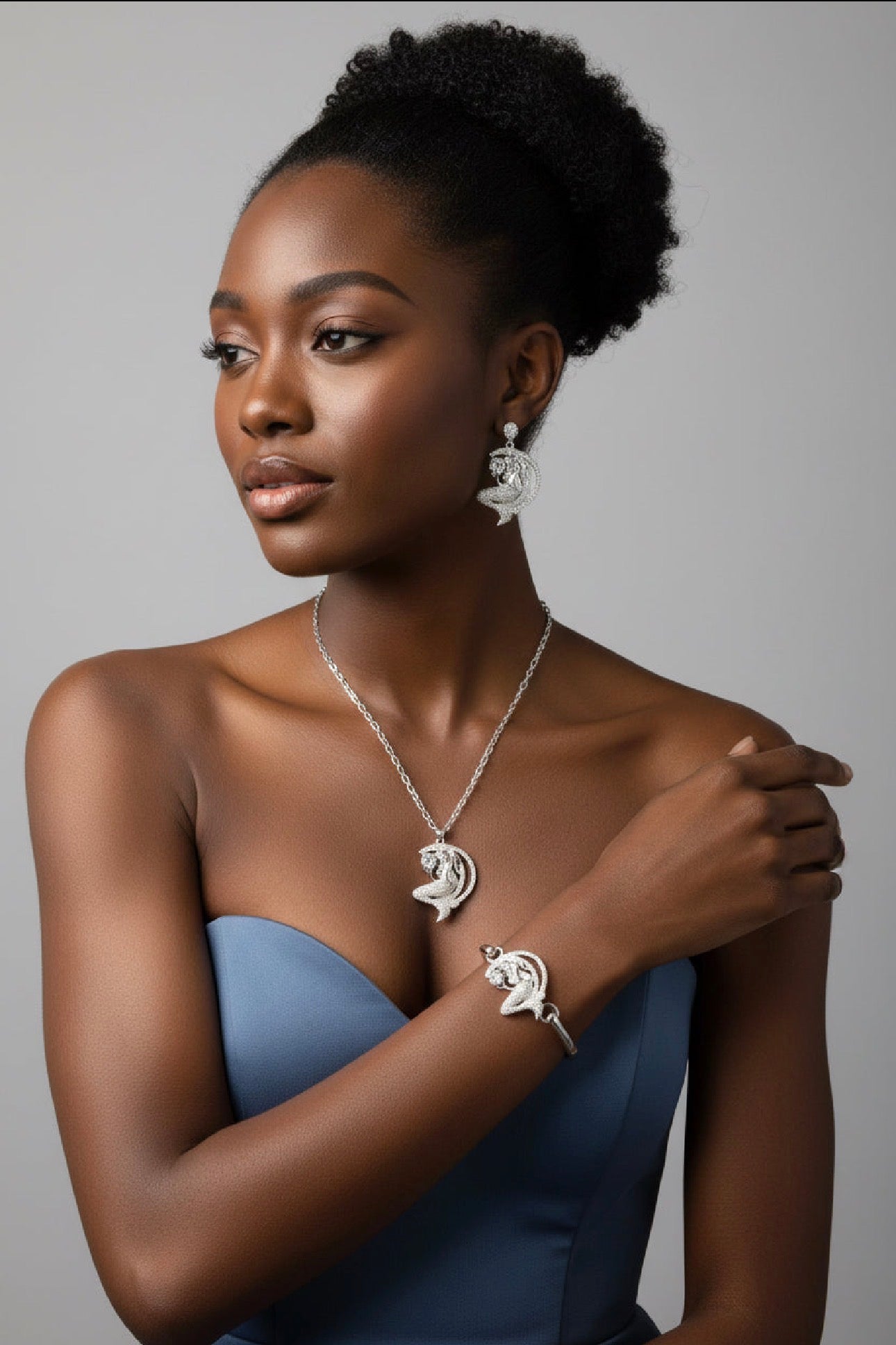 Sterling silver Mermaid set (Earrings, Pendant, Chain and bracelet)