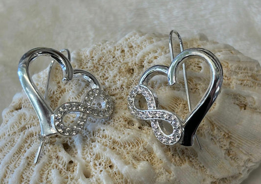 Sterling silver Heart-Infinity earrings.