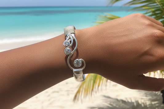 Sterling silver waves bracelet.