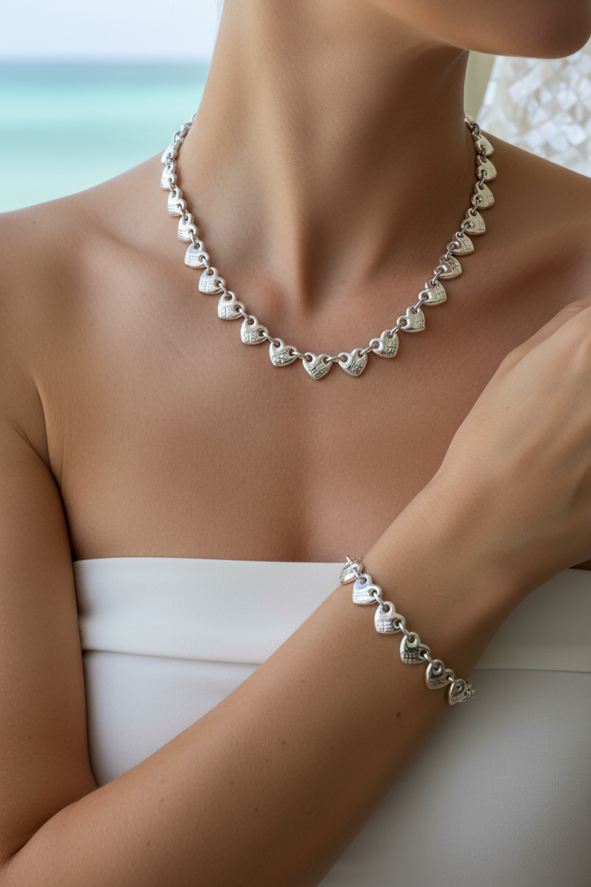 Sterling silver 10 mm Hearts puff link collection.