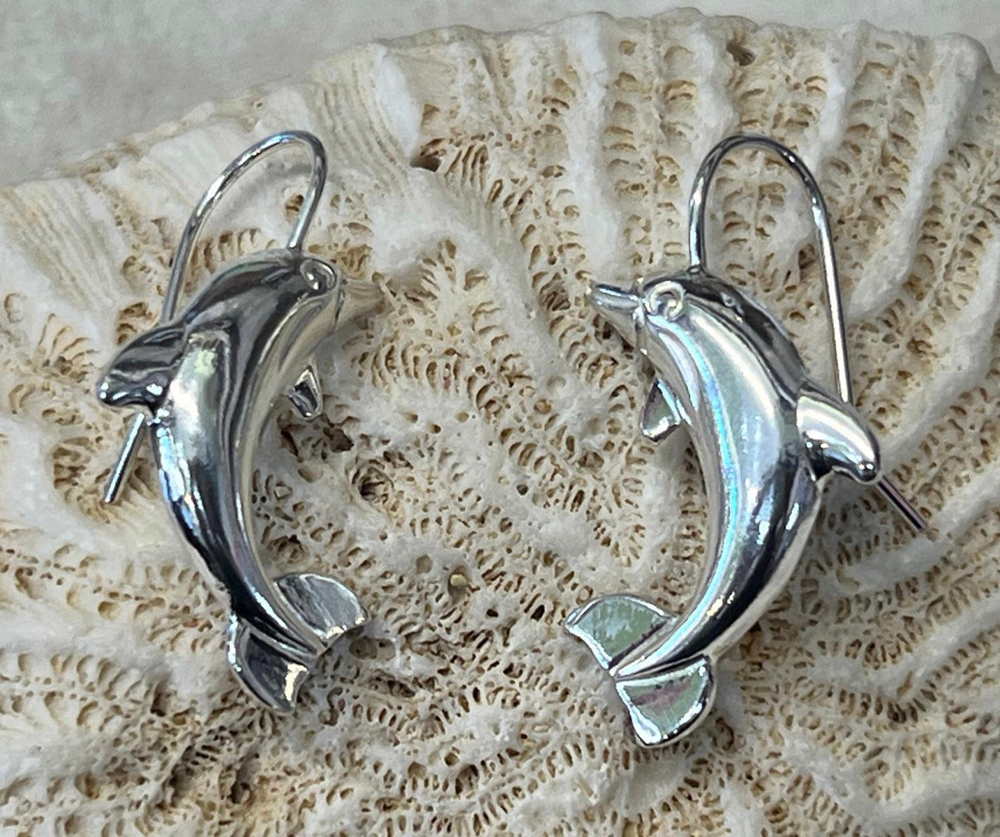 Sterling silver dolphin earrings