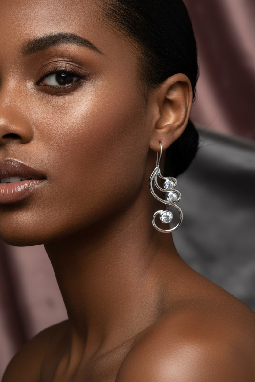 Sterling silver waves earrings
