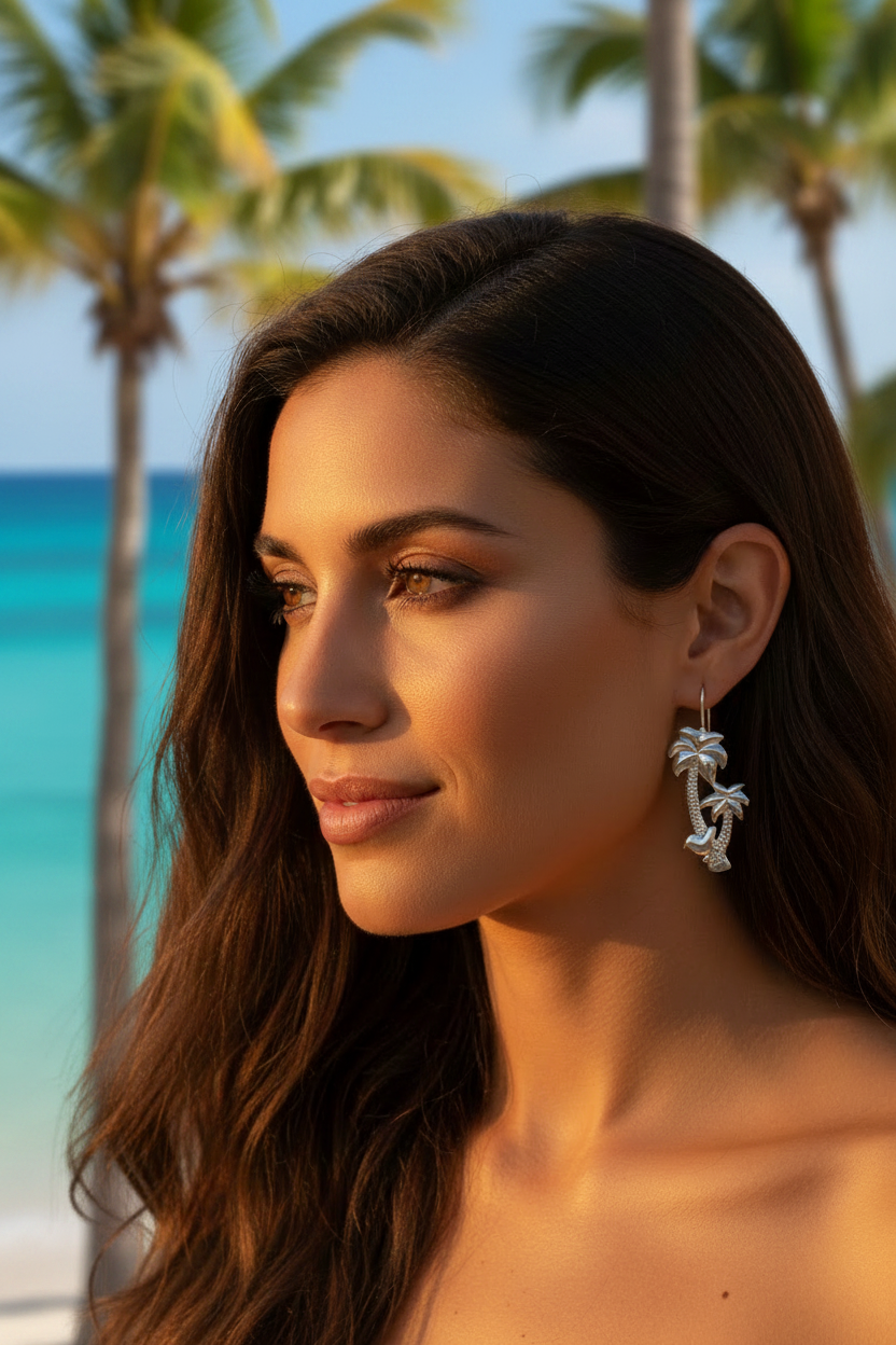 Sterling silver palm trees earrings.