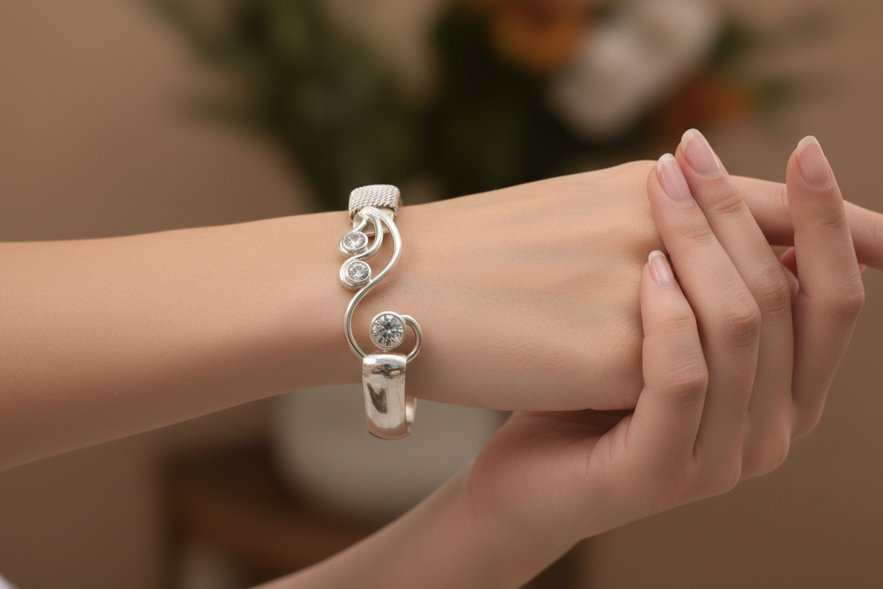 Sterling silver waves bracelet.