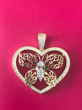 Solid 10 k yellow-rose gold butterfly pendant