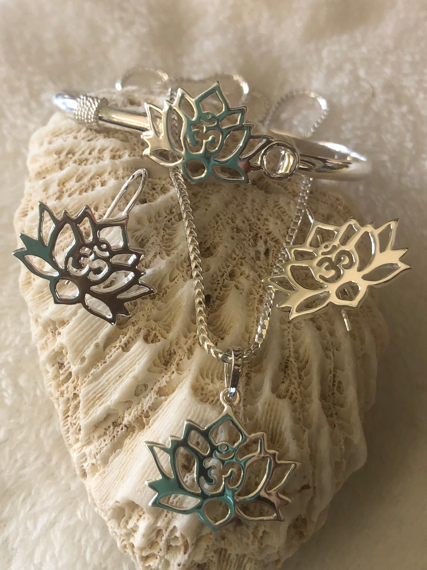 Sterling silver Lotus flower set.