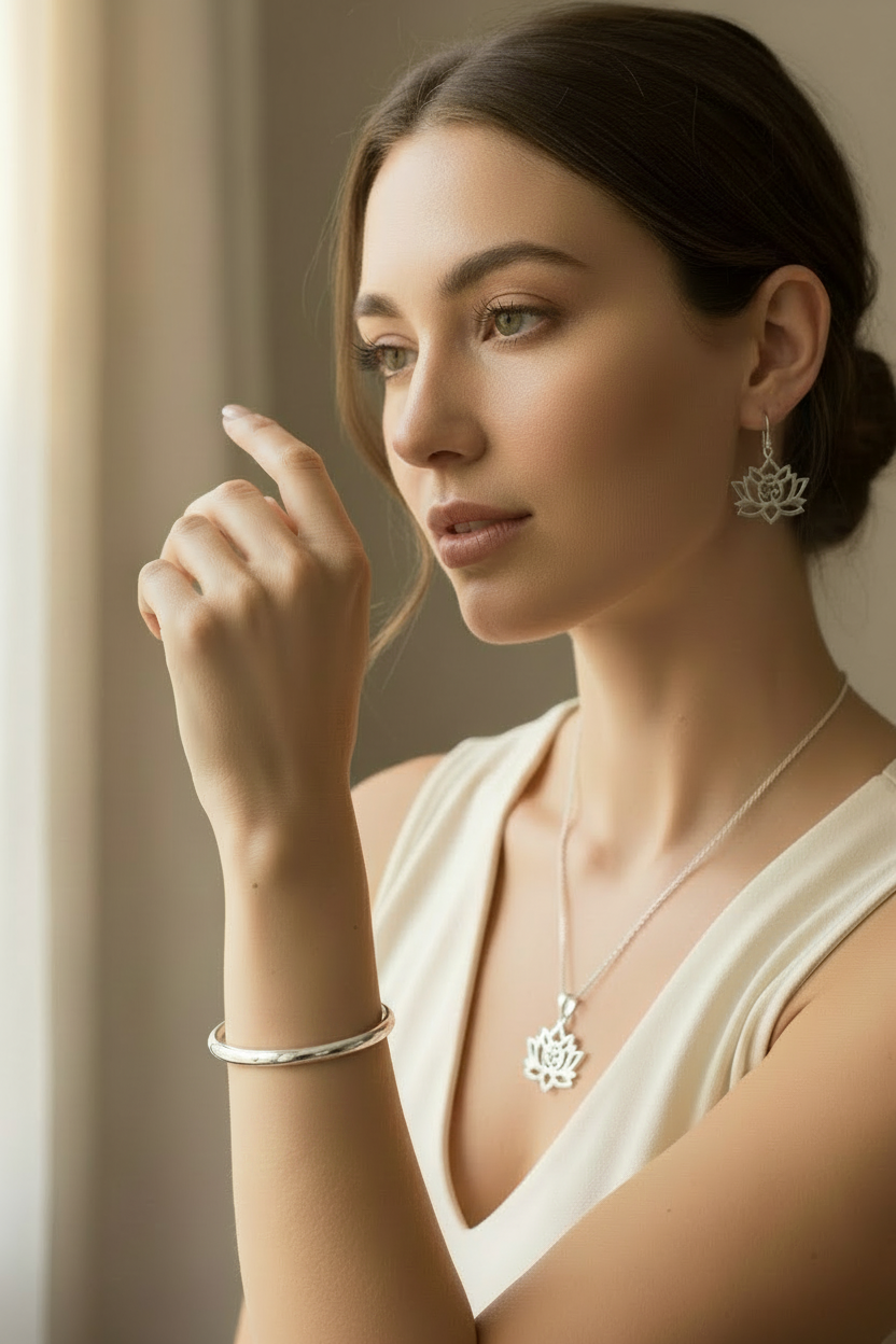 Sterling silver Lotus flower set.