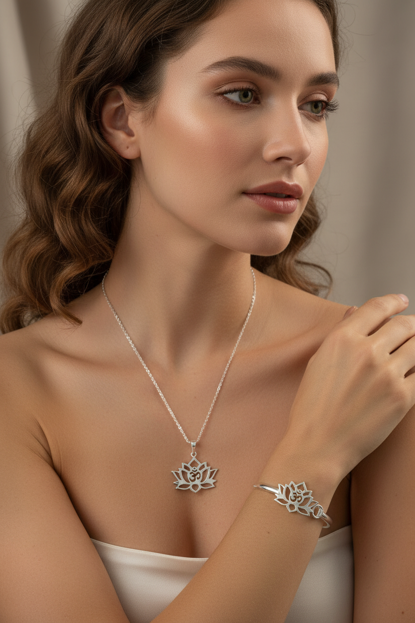 Sterling silver Lotus flower set.