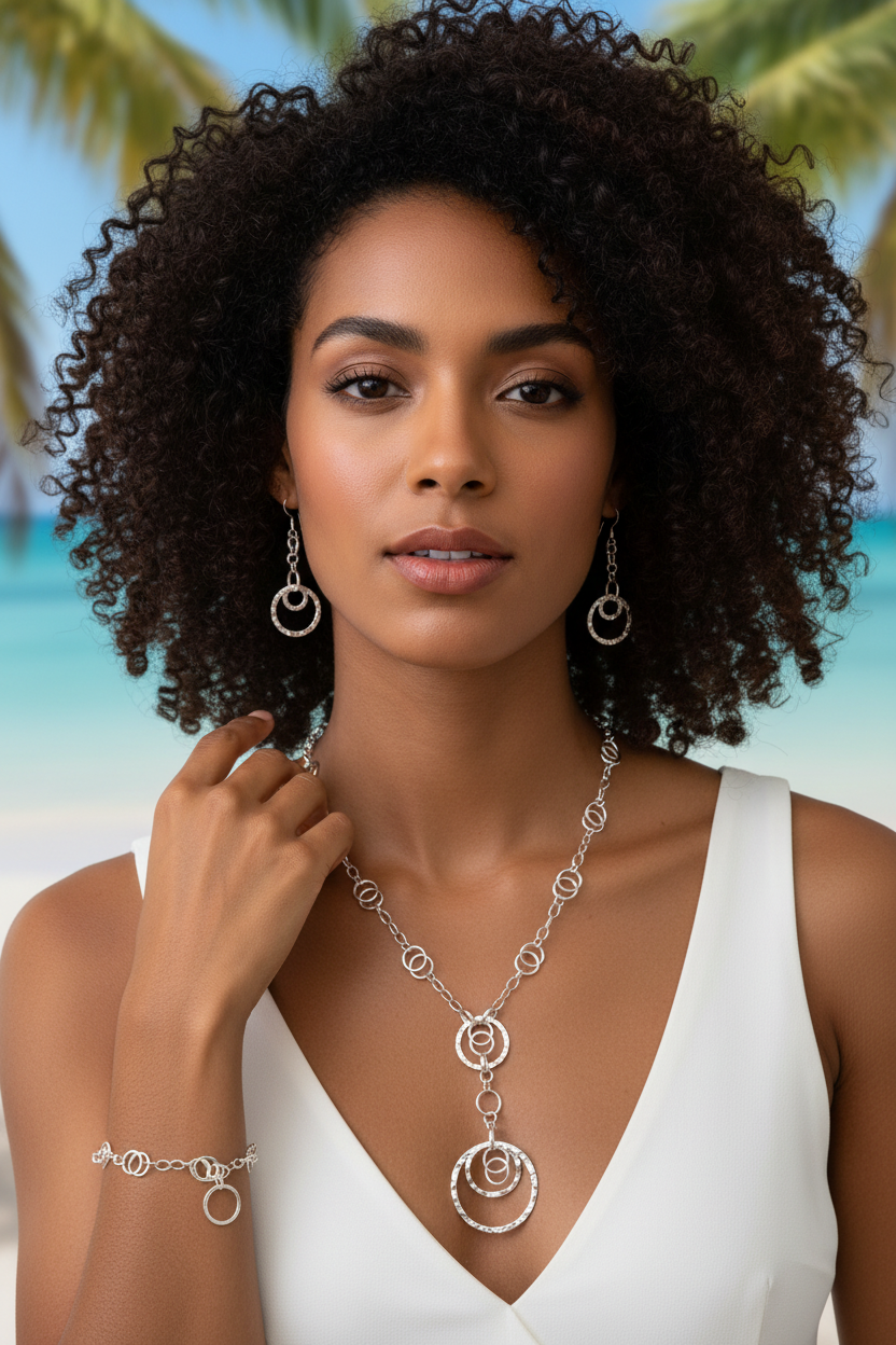 Sterling silver (925) earrings,hand chain, Necklace set.
