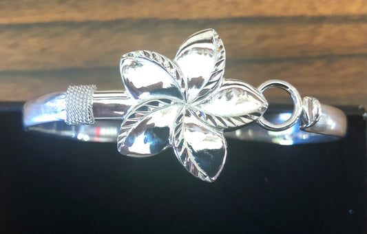 Plumeria flower sterling silver bracelet.