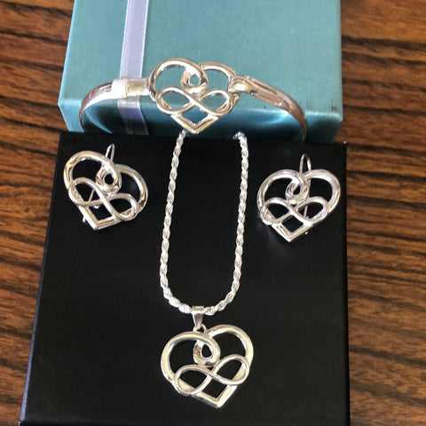 Sterling silver heart-infinity set