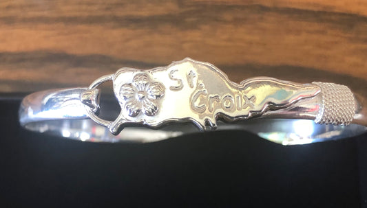 Saint Croix map sterling silver bracelet