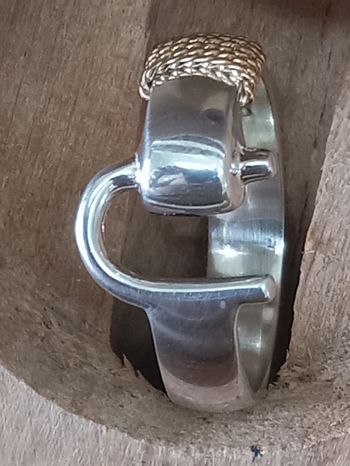 925 Sterling silver gold wrapped horseshoe ring.