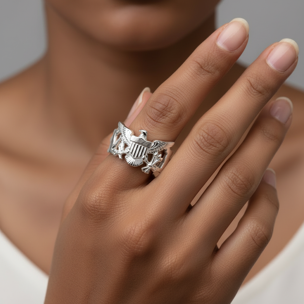 Sterling silver (925) VI flag ring.